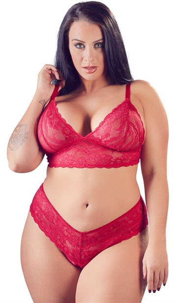 Cottelli Curves Bundløs rød blonde bh-sæt